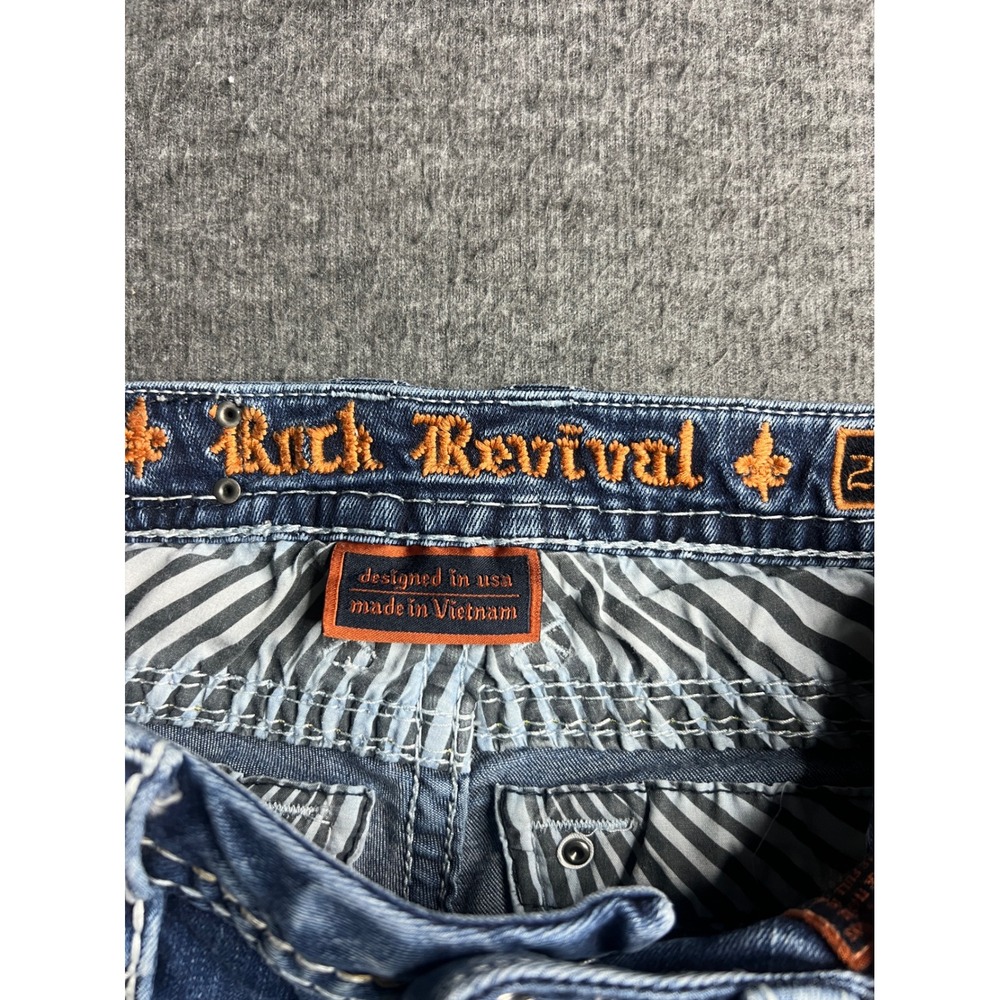Rock Revival Sundee Mid Rise Bootcut Jeans Blue Embroidered Flap Pocket Size 25 - Picture 5 of 16